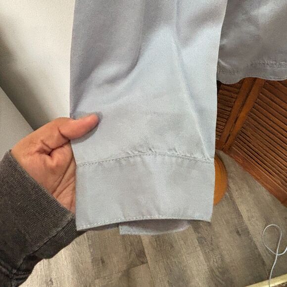 J. Jill Blue Rain Chambray Lace-up Pullover Peasant Pop Over Blouse Top Size L - Picture 8 of 13